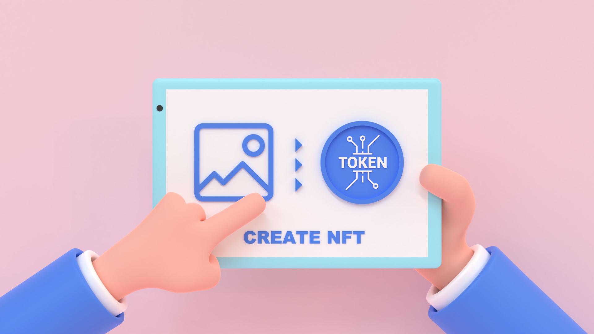 NFT creation.3d render illustration