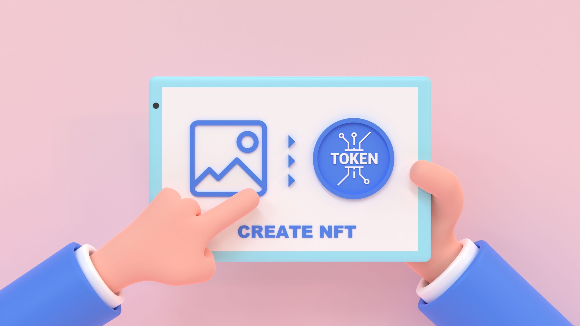 NFT creation.3d render illustration