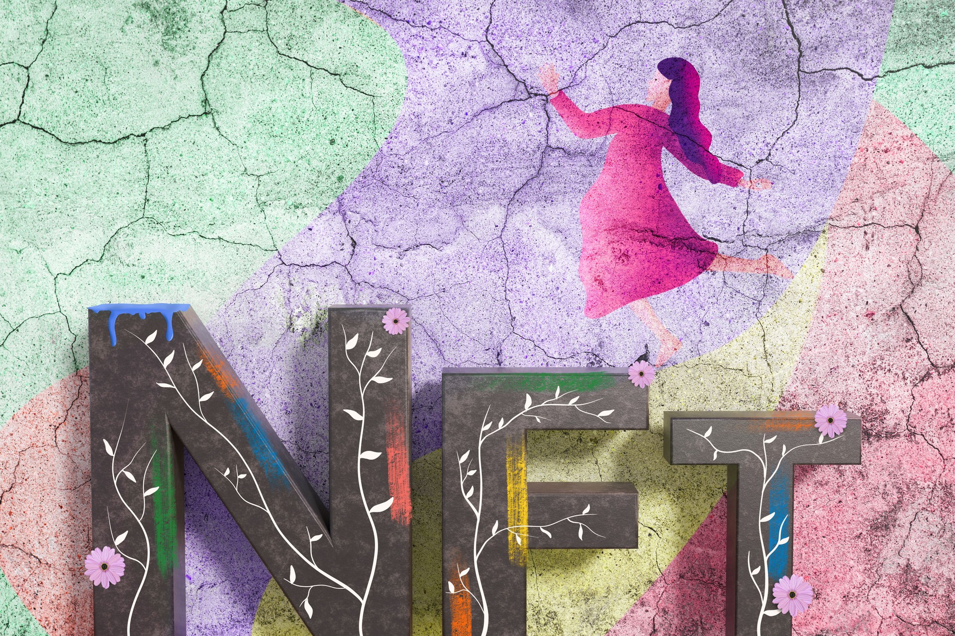 NFT Non Fungible Token. Cyrpto art concept.